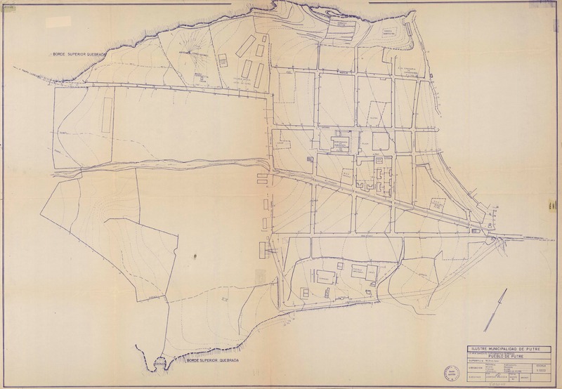 Levantamiento topográfico terreno pueblo de Putre  [material cartográfico] I. Municipalidad de Putre : ejecutado por Leonidas Gálvez B
