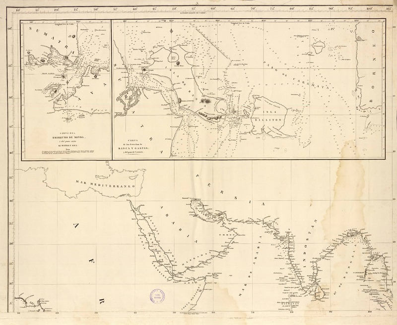 Carta general para las navegaciones a la India Oriental por el Mar del Sur y el grande océano que separa el Asia de la América construida por Dn. José de Espinosa, gefe de Esquadra de la Armada Española, Londres 1812.