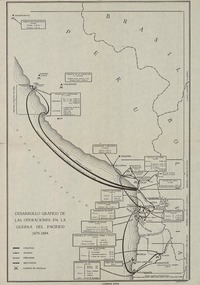 Desarrollo gráfico de las operaciones en la Guerra del Pacífico 1879-1884. [material cartográfico] :