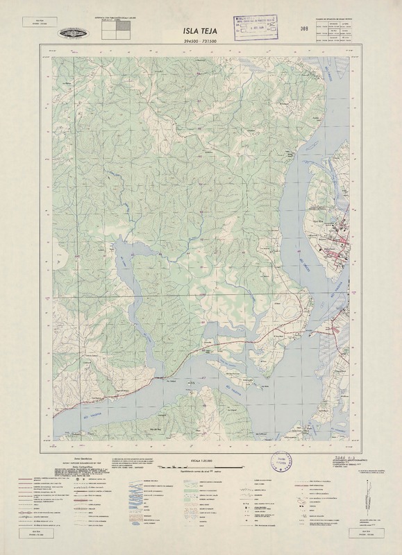 Isla Teja 394500 - 731500 [material cartográfico] : Instituto Geográfico Militar de Chile.