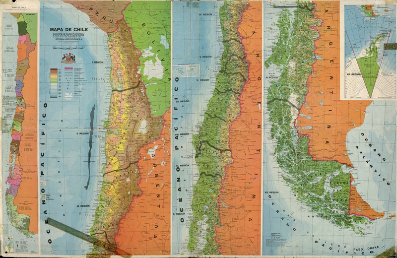 Mapa de Chile actualizado con los límites regionales y provinciales [material cartográfico] : Geoplan Ingenieros.