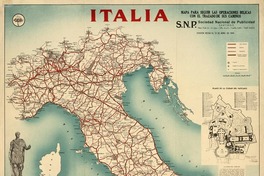 Italia : mapa para seguir las operaciones bélicas con el trazado de los caminos.