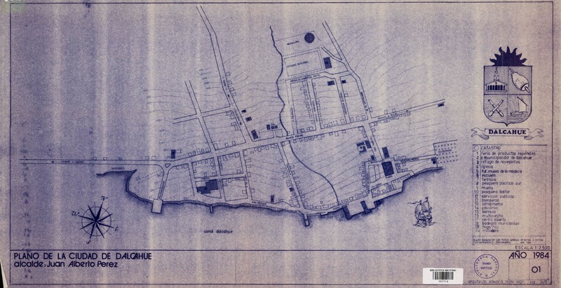 Plano de la ciudad de Dalcahue  [material cartográfico] Alcalde,Juan Alberto Pérez.