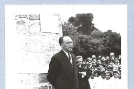 [Inauguración de monolito de José Toribio Medina, en Av. Barros Luco, año 1952]