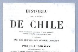 Portada. Historia Física y Política de Chile. Claudio Gay.