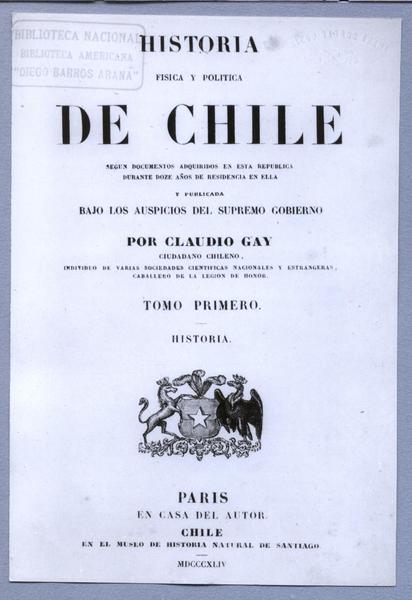 Atlas de la Historía física y política de Chile de Claudio Gay, MDCCCXLIV