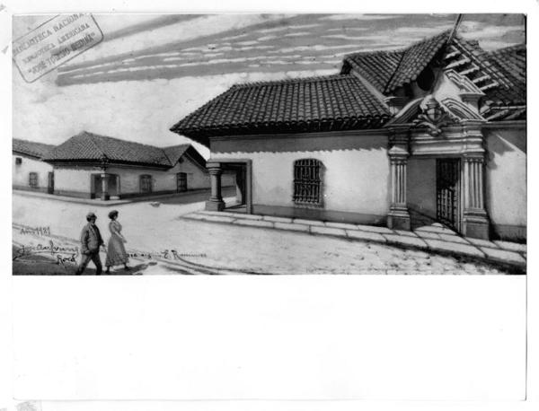 [Casa esquina de la calle Santa Rosa con Eleuterio Ramírez, Santiago 1921]