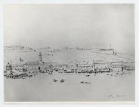 [Dibujo del puerto de Valparaíso, vista desde el mar hacia la costa, siglo 19]
