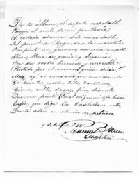 Escrito de Manuel Blanco Cuartín: "De tu álbum el aspecto respetable encoge el vuelo de mi fantasía ... 4 de octubre de 1850. Manuel Blanco Cuartín"