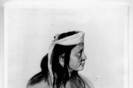 [Indio mapuche del Río Bío - Bío, retrato de perfil de medio cuerpo]