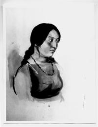 [Mujer mapuche de Santa Bárbara, retrato de medio cuerpo]