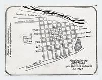 [Plano esquemático, en el tiempo de la] Fundación de Santiago por Pedro de Valdivia en 1541