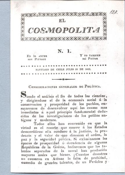 El Cosmopolita N. 1. Consideraciones generales de política