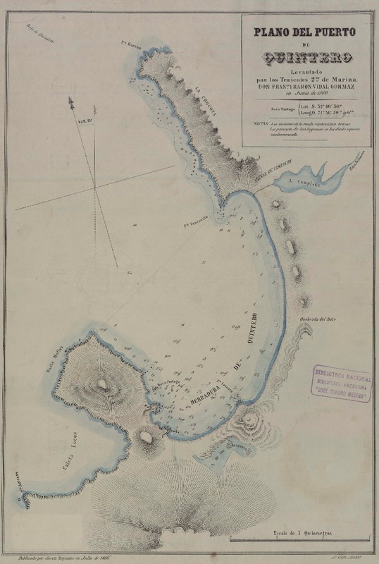 Plano del Puerto de Quintero  [Material cartográfico] levantado por los tenientes de la 2da de marina y Don Francisco Ramón Vidal Gormaz