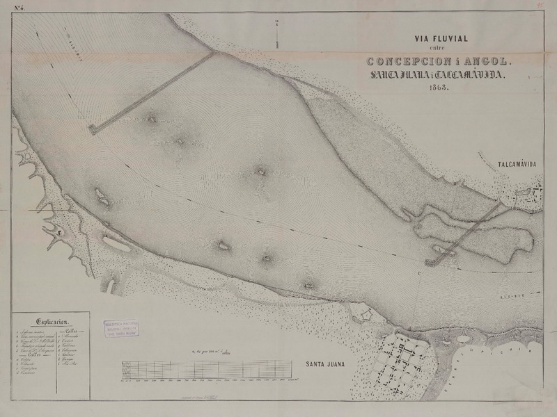 Via fluvial entre Concepción i Angol : Santa Juana i Talcamávida [Material cartográfico] levantado por Pascual Binimelis.