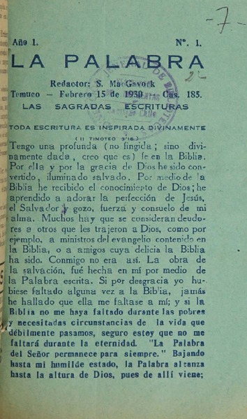 La palabra (Temuco, Chile : 1930)