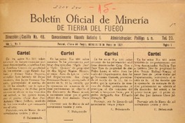 Boletín oficial de minería de Tierra del Fuego.