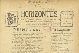 Horizontes periódico literario mensual del Centro de Estudiantes de Rengo.