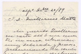 [Carta], 1879 dic. 20 Valparaíso, Chile <a> Guillermo Matta