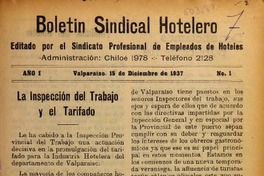Boletín sindical hotelero.