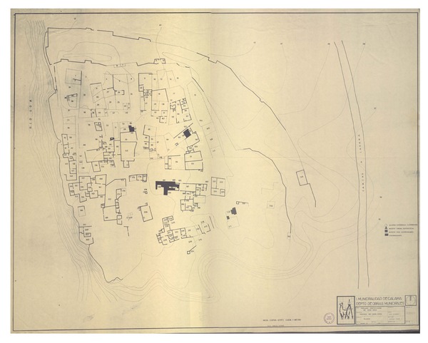 Poblado fortificado de Chiu-Chiu  [material cartográfico] Carlos Thomas, Ilustre Municipalidad de Calama, Departamento de Obras Municipales.