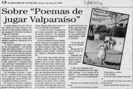 Sobre "Poemas de jugar Valparaíso"  [artículo] Allan Browne Escobar.