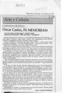 Oscar Castro, In Memoriam  [artículo] Mario Tomás Schilling F.