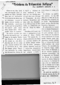 "Crónicas de Valparaíso antiguo"  [artículo] Alberto Arraño.