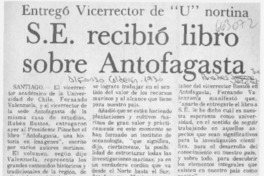 S. E. recibió libro sobre Antofagasta.