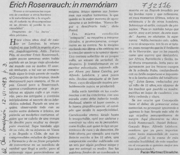 Erich Rosenrauch, in memóriam