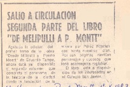 Salió a circulación segunda parte del libro "de Melipulli a P. Montt.