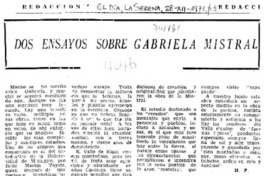 Dos ensayos sobre Gabriela Mistral