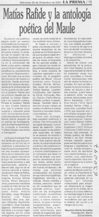 Matías Rafide y la Antología poética del Maule  [artículo] Mauricio Ostria González