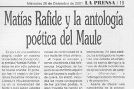Matías Rafide y la Antología poética del Maule  [artículo] Mauricio Ostria González
