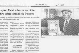 Copiapino Oriel Alvarez escribió un libro sobre ciudad de Petorca  [artículo].
