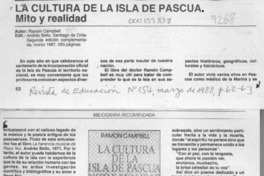 La cultura de la Isla de Pascua  [artículo] Francisco Raynaud López.