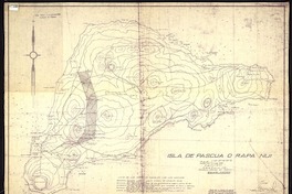 Isla de Pascua o Rapa Nui copia de un plano en papel ozalid del Departamento de Navegación e Hidrografía