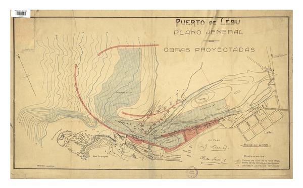Puerto de Lébu plano jeneral : obras proyectadas. [material cartográfico] :