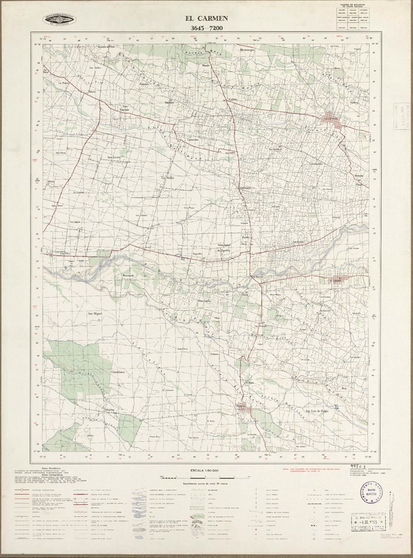 El Carmen 3645 - 7200 [material cartográfico] : Instituto Geográfico Militar de Chile.