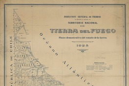Territorio nacional de Tierra del Fuego plano demostrativo del estado de la tierra [material cartográfico] : Dirección general de Tierras.