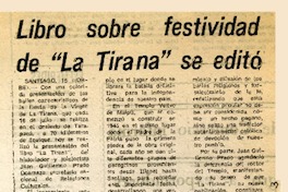Libro sobre festividad de "La Tirana" se editó  [artículo].