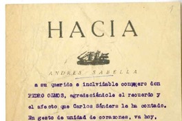 [Carta] 1961 noviembre 18, Antofagasta, Chile [a] Pedro Olmos  [manuscrito] Andrés Sabella.