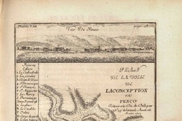 Plan de la Ville de Laconception ou Penco scituée a la Côte du Chili par 36°45' de latitud Australe [material cartográfico] : Frezier.