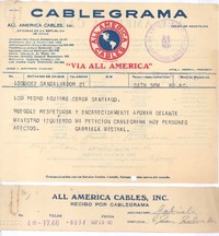 [Telegrama], 1931 sept. 24 San Salvador, El Salvador <a> Pedro Aguirre Cerda, Chile