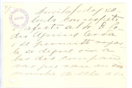 [Tarjeta], 1922 abr. 10 Santiago, Chile <a> Pedro Aguirre Cerda, Chile