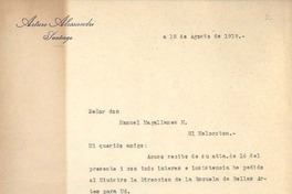 [Carta] 1919 ago. 18, Santiago, Chile [a] Manuel Magallanes Moure