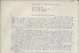 [Carta] 1934 dic. 21, Madrid, [España] [a] Arturo Alessandri, Santiago, Chile