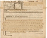 [Telegrama] 1945 nov. 16, Santiago, Chile [a] Gabriela Mistral, Consul Chile, Petropolis, RJ, [Brasil]