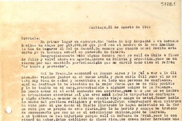 [Carta] 1942 ago. 31, Santiago, [Chile] [a] Gabriela Mistral