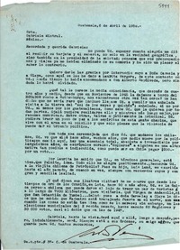 [Carta] 1950 abr. 6, Guatemala [a] Gabriela Mistral, México